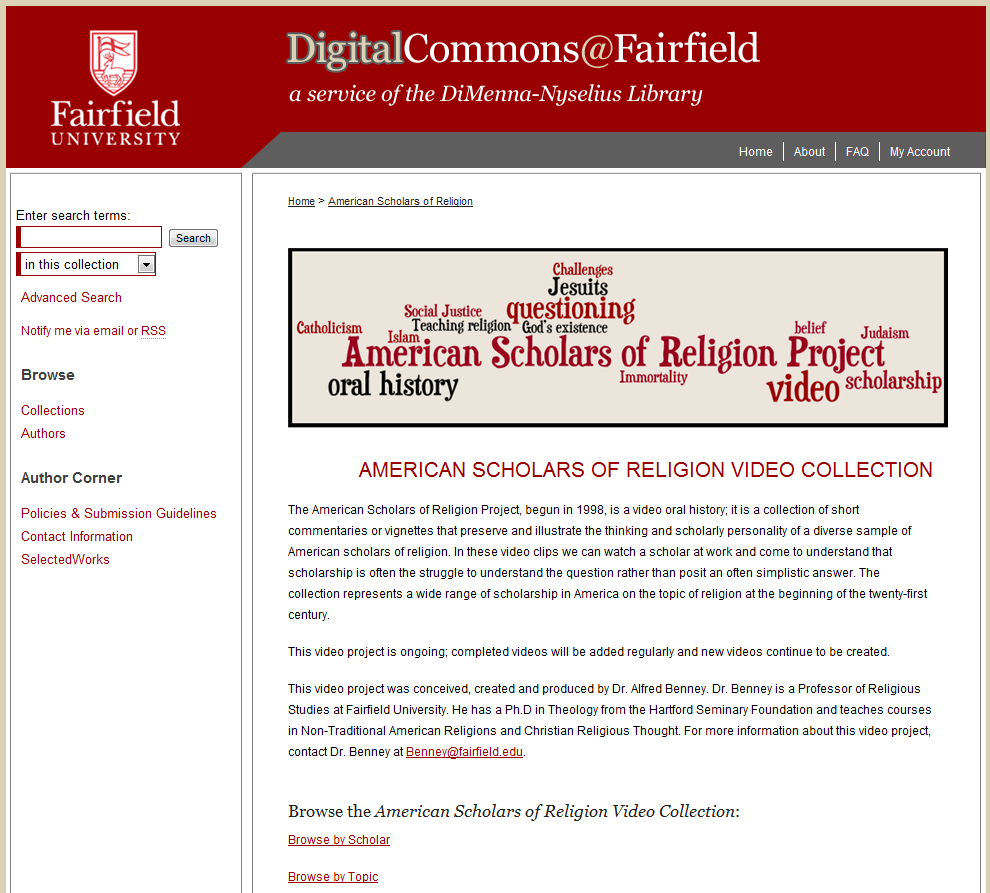 American Scholars of Religion Video Collection - DigitalCommons@Fairfield