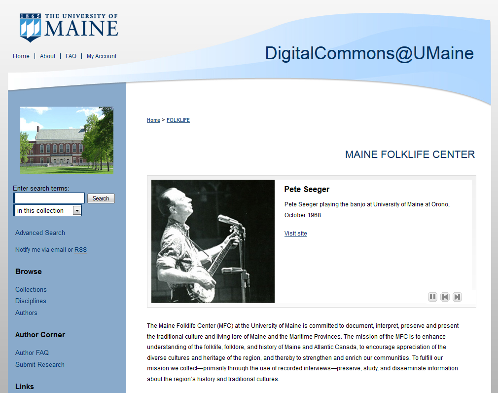 Pete Seeger in the Maine Folklife Center collection